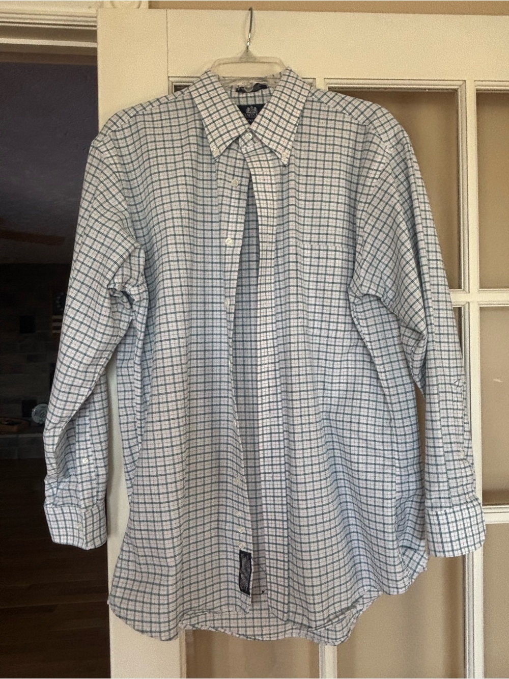Stafford Blue and White Windowpane Dress Shirt